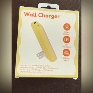 Compact Yellow Wall Charger with Dual USB Ports